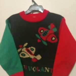 Danjean Colorful Airplane Sweater Boys size 2t  made In france